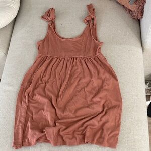 Rust Sleeveless Dress with Tie Straps